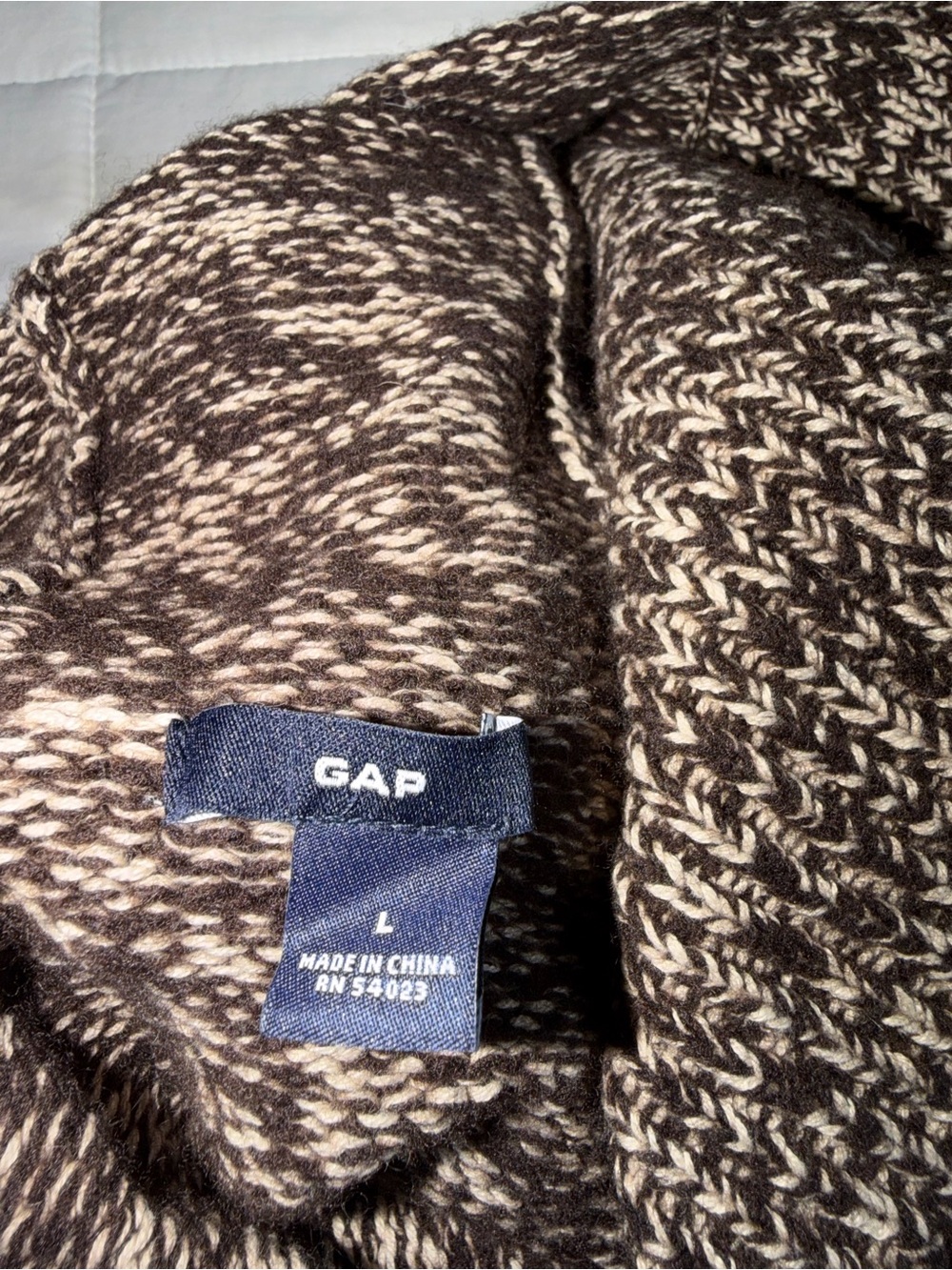 Gap Brown Marled Open-Front Knit Long Cardigan - Large - Picture 3 of 12